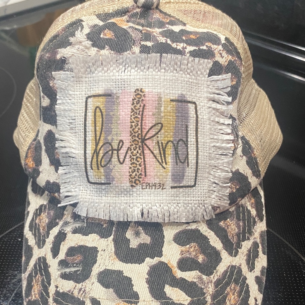 Leopard Print Cap with Patch